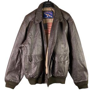 Airborne Jacket Leather Vintage Bomber Size XLT Brown Flight Mens Air Force